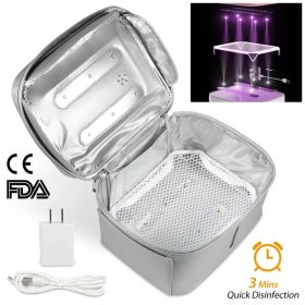 UV Disinfection Bag, Portable LED UV Sanitizer Box USB-Powered Travel UV Cleaner Bag (Option: Silver)