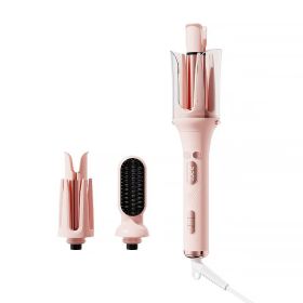 Automatic Curling Iron Rotating -3-in-1 Self Curling Hair Curler With 3 Barrel Sizes For Loose Waves To Tight Curls, Negative Ion Ceramic, Anti-T (Option: Pink)
