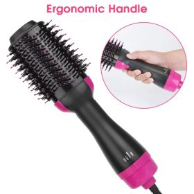 4 In 1 Hot Hair Brush Hair Dryer Volumizer Brush Dryer Comb For Straightening Curling Drying (Option: Black & Pink)