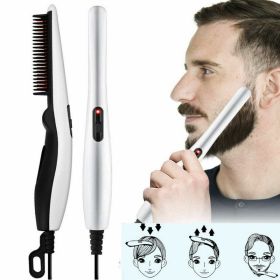 Negative Ion Hair Straightener Styling Comb Hot Comb Press Beard Brush For Men Must Provide A Hazardous Materials Shipping Label For Self-pickup (Option: White)