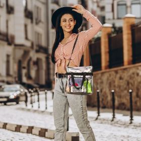 Clear Crossbody Bag Stadium Approved Clear Transparent Shoulder Bag See Through Zip Pouch Tote Bag Handbag with 11LBS Load (Option: AS PIC)