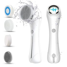 Facial Cleansing Brush, Brush for Exfoliating, IPX7 Waterproof 3 in 1 for Massaging, Deep Cleansing Rechargeable with 4 Brush Head Replacements, (Option: default title)