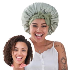 Silk Bonnet for Sleeping Women, Satin Hair Bonnet for Sleeping for Wavy Curly Natural Hair Women Men - Green (Option: default title)