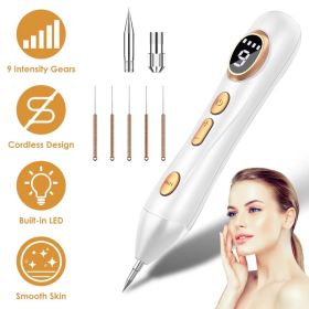 Portable Skin Tag Remover Pen with LED Light 9 Intensity Gears Cordless Rechargeable Skin Tag Removal Kit Intended for Common Warts Mole Skin Tag (Option: White)