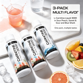 Liquid L-Carnitine 3000 Multi Flavor 3 Pack, Assorted Flavor Liquid Nutritional Supplement, Fitness Daily Nutrition Liquid for Active Adults (style: Sour and sweet/Sour peach/Shark)