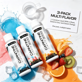 Liquid L-Carnitine 3000 Multi Flavor 3 Pack, Assorted Flavor Liquid Nutritional Supplement, Fitness Daily Nutrition Liquid for Active Adults (style: Shark / Sour and Sweet / Sweet Orange)