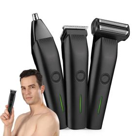 Beard Trimmer, 3 in 1 Hair Clippers and Mens Grooming Kit, Face, Nose, Ear Hair Trimmer - Black (Option: default title)